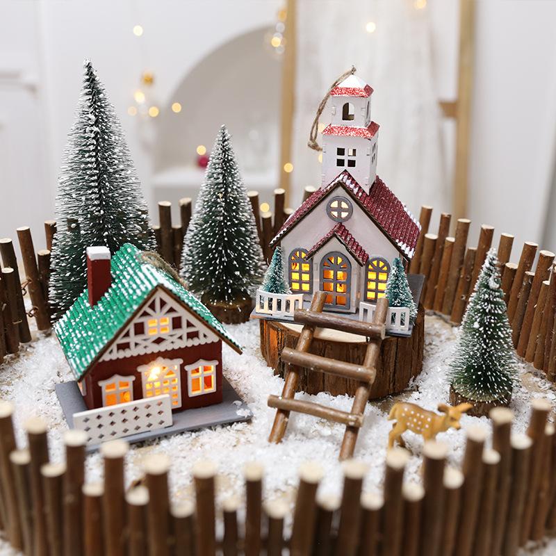 Праздничные настольные украшения Украшения для рождественской атмосферы Рождественские деревянные подвески для дома, которые могут излучать свет Творческие поделки