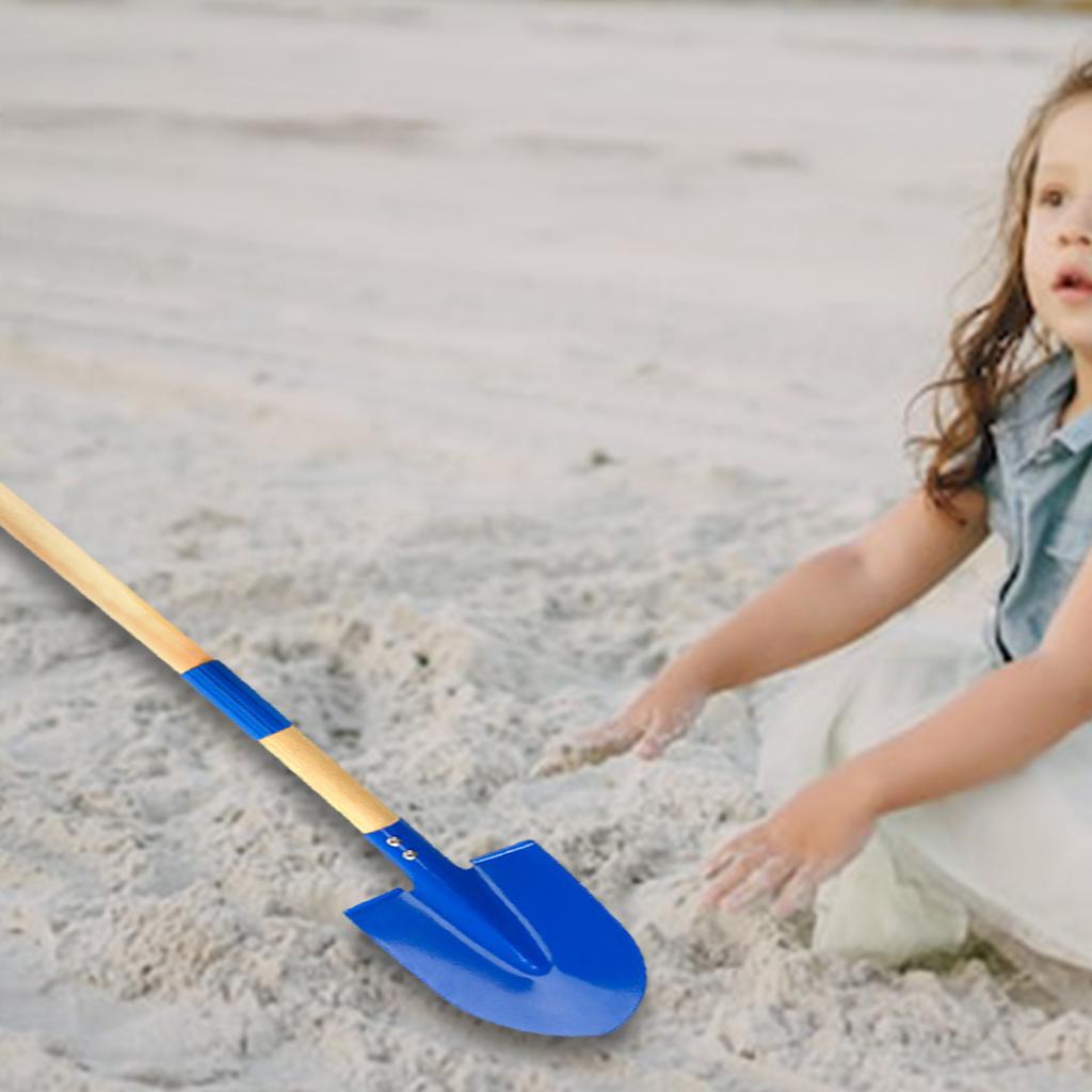 Metal Beach Shovel For Kids Digging 27 Inches Long Toddler Spade Sand Tool Birthday Gifts Baby Sand Toy With Wood Handle