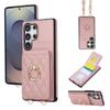 Кошелек-чехол на шею с кольцом и слотами для карт из кожи для Samsung S26 Ultra S25 Plus S24 S23 A16 A17 A07 с длинным ремешком