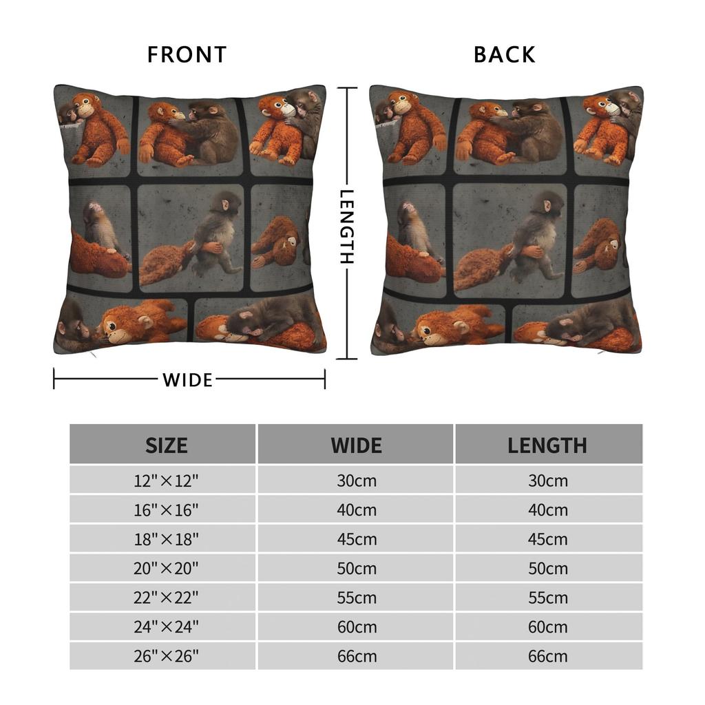 Punch Monkey Cute Pillowcase Printing Fabric Cushion Cover Decoration Throw Pillow Case Cover Bedroom Square 45*45Cm