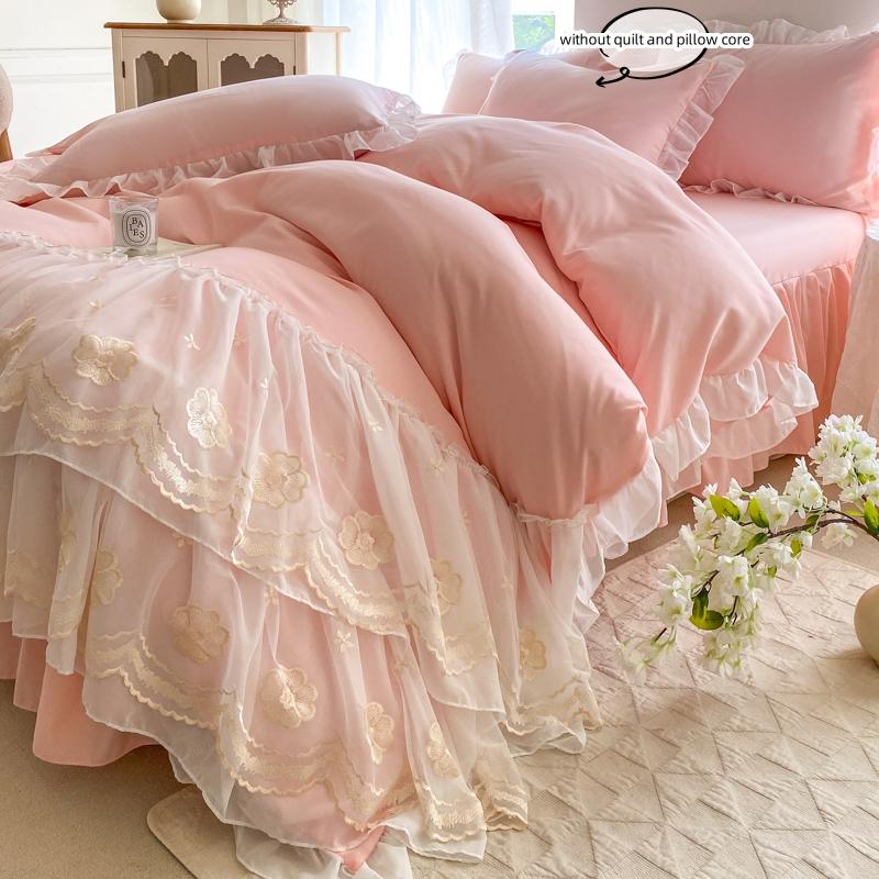 3 Piece Korean Lace Wedding Duvet Cover Set With 2 Pillowcases No Insert For Bedroom Guest Room