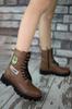 Men's Fashion Faux Leather Flat Heeled Booties Bootie Brown Unisex Boots Shoes