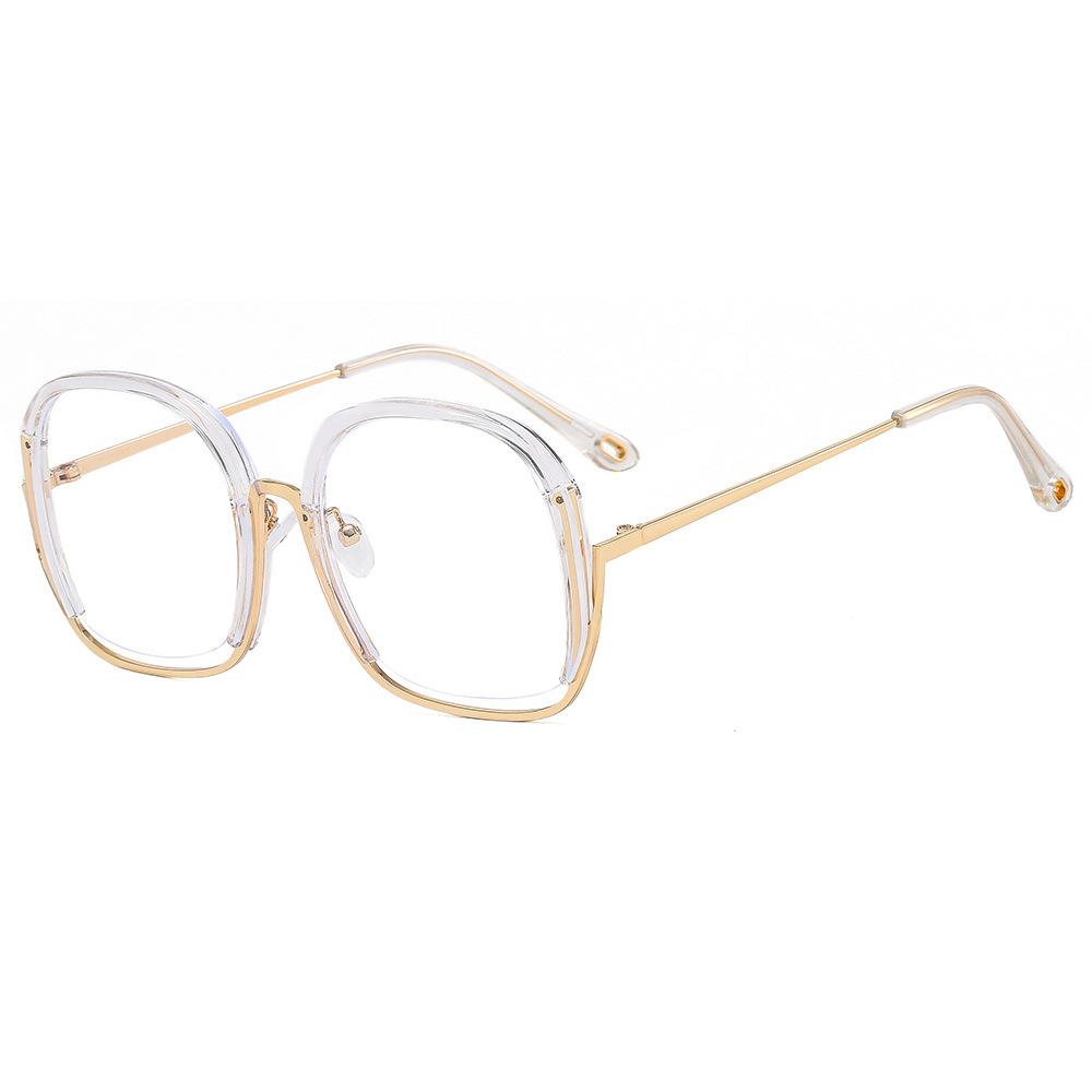 Персонализированное круглое зеркало с широкой рамой, металлические очки с защитой от синего света