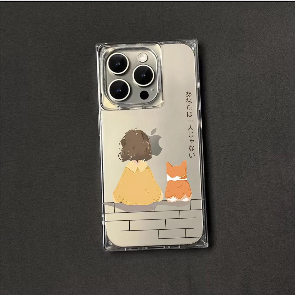 Прозрачный чехол с квадратной защитой задней панели для iPhone 14 Pro Max 16 ProMax 13 15 Plus 11 12, защита от окисления, чехол с рисунком спин людей и животных