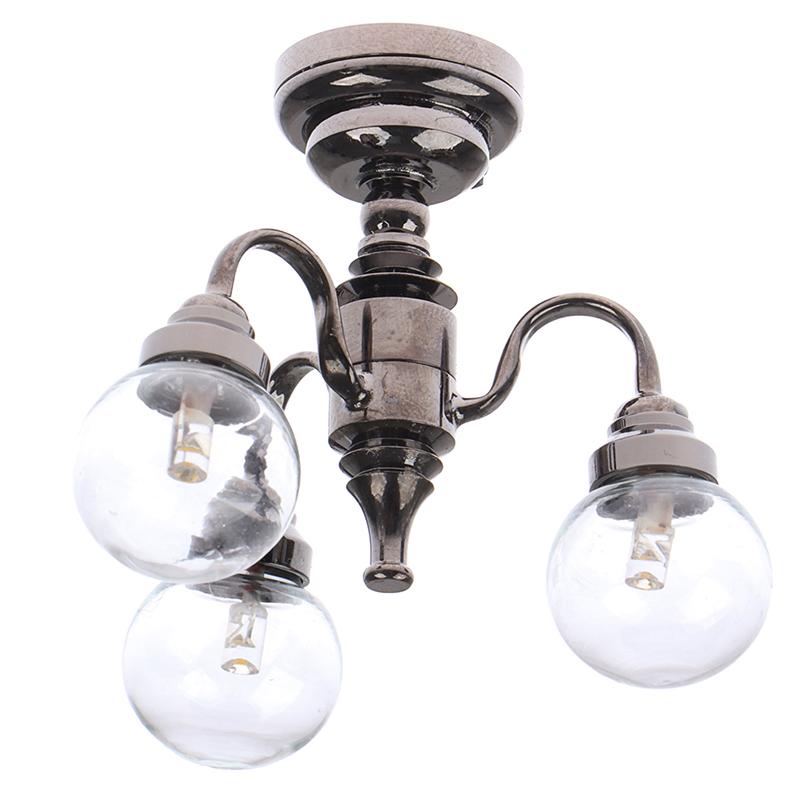 1:12 Кукольный домик Мини 3-х ламповый потолочный светильник Люстра Светодиодная лампа Настенный светильник Декор Игрушка