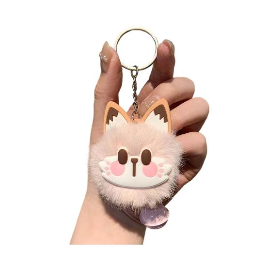 Брелок-подвеска с колокольчиком Лисий Меховой Лицевой Розовые Следы Лап Мягкий Плюшевый Брелок Сумки Рюкзаки Декоративные Аксессуары