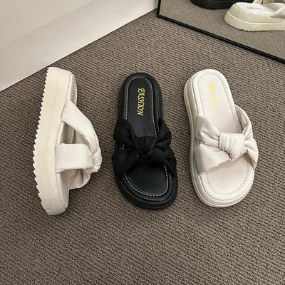 Женские туфли на платформе, модные туфли на плоской подошве с бабочкой, роскошные женские шлепанцы, летние сандалии на толстой подошве