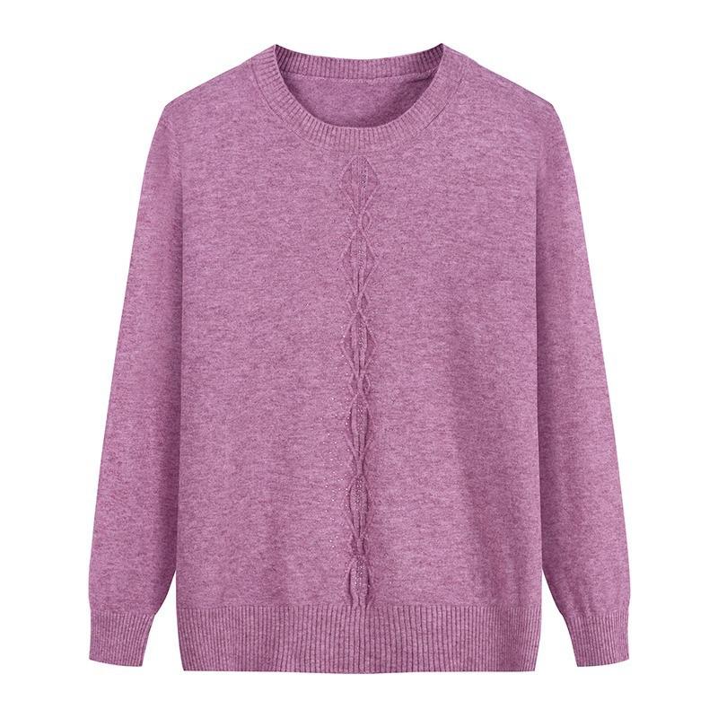 Женский осенне-зимний топ с полувысоким воротником: Новый эластичный свитер однотонной расцветки для людей среднего и пожилого возраста