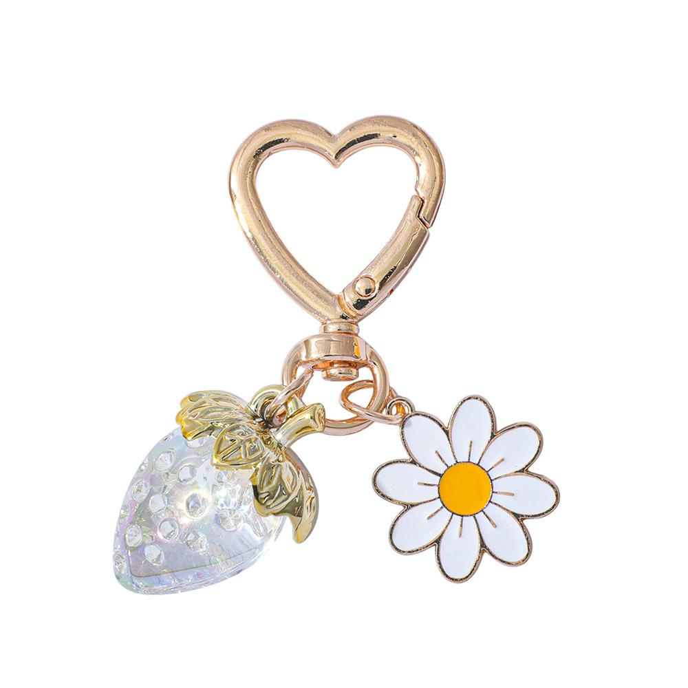 Cute Strawberry Keychain,Bag Charms,Kawaii Heart Flower Key chains Accessories Decor for Girls Purse Gifts