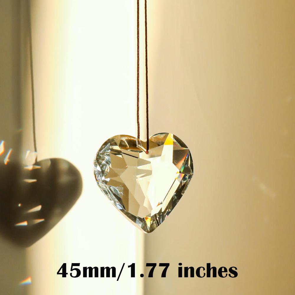 45mm Hanging Heart Suncatcher Prism Pendant Crafts for Home Office Garden Decoration Rainbow Maker Window Pendant 2025 Xmas Gift