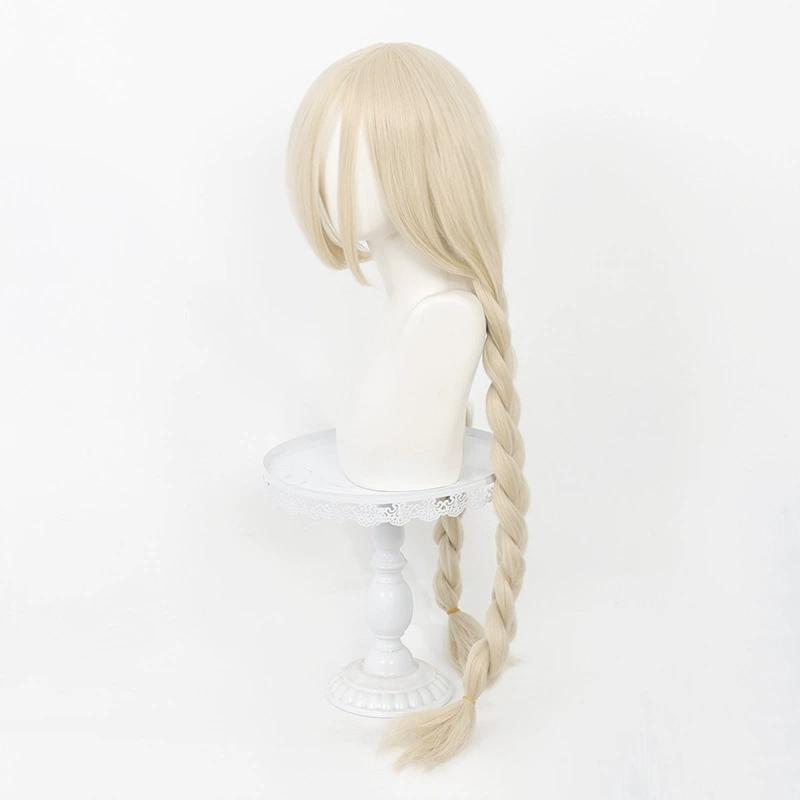 Cosplay Wig Azur Lane Anime Wig Owari Long Blonde Synthetic Wig Simulation Scalp Fluffy and Full Game Double Braided Cosplay Wig