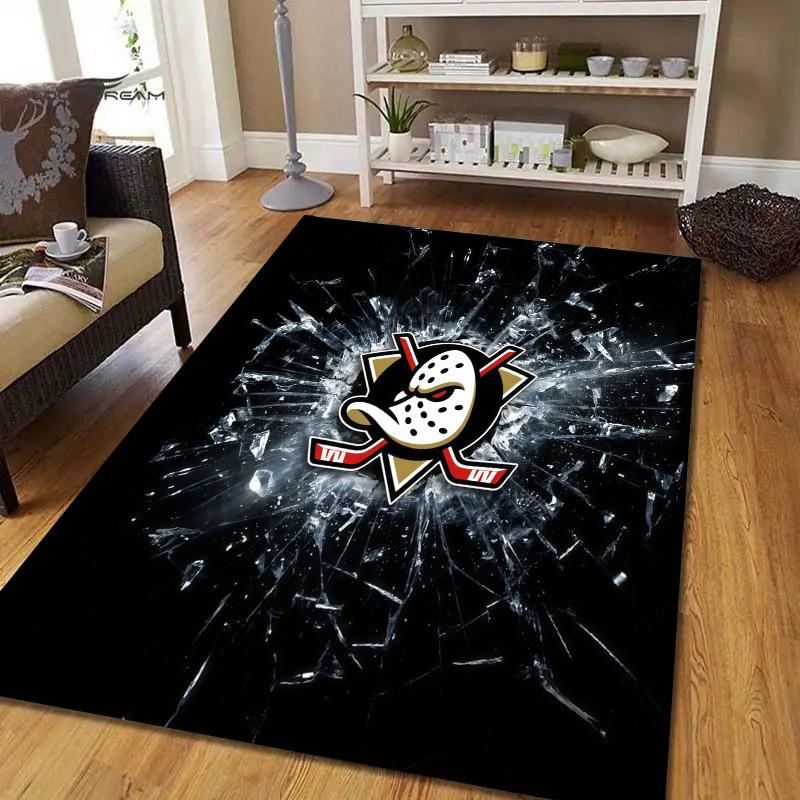 Квадратный ковер с фланелевым узором Anaheim Ducks, Ковер для гостиной, спальни, дивана, игровой комнаты, Нескользящий коврик для пола
