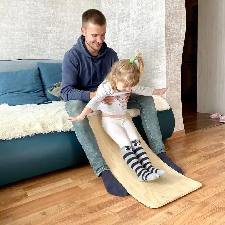 Balance Board Wooden Wobble Rocker Board Activity Body Balancing Training Toy Lama Wood