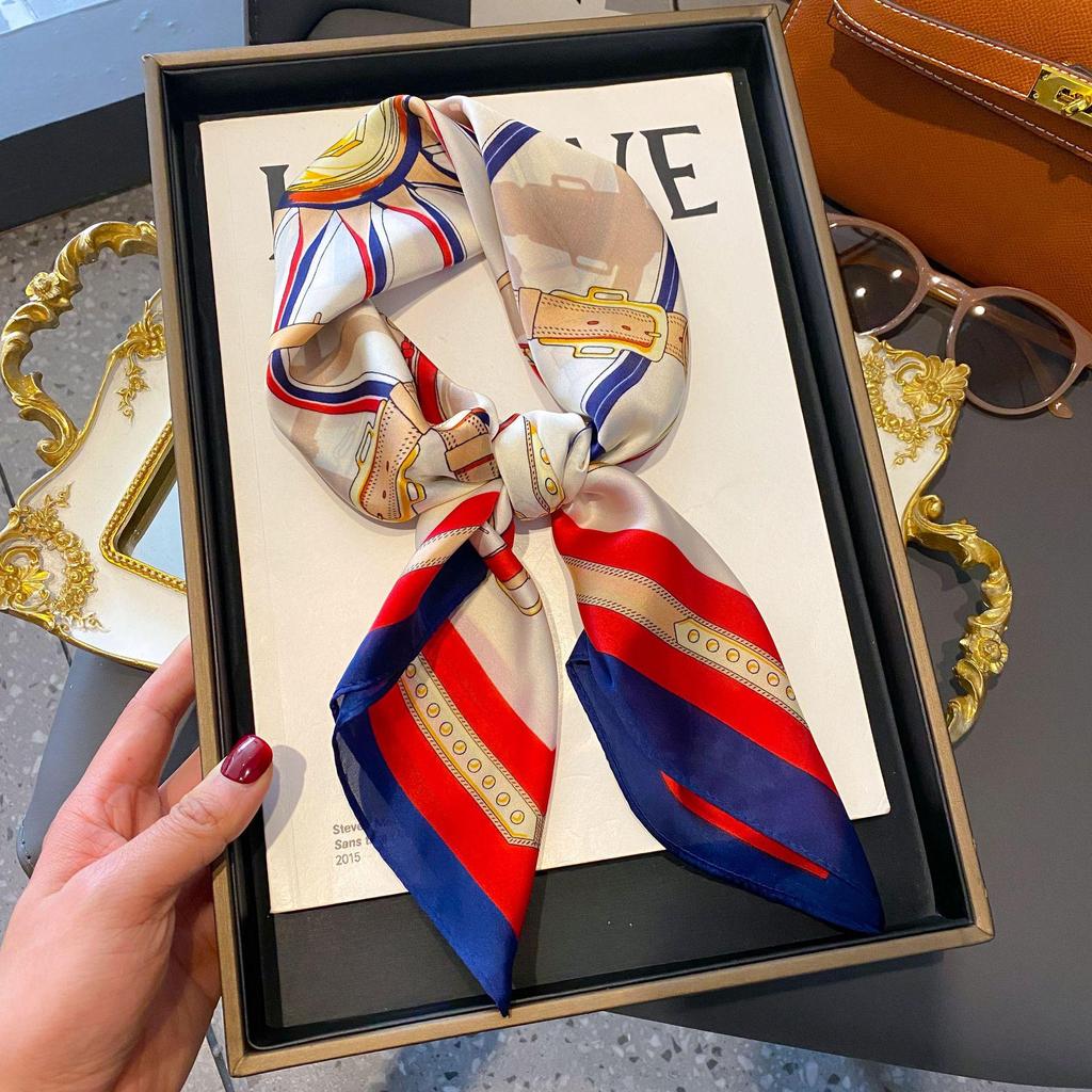 70cm Korean-Style Silk Square Scarf: Fashionable, Versatile Neck Protection and Decorative Accessory