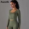 Auroth женские рубашки с длинными рукавами для йоги, спортивные бесшовные рубашки для фитнеса, дышащий топ для бега в тренажерном зале