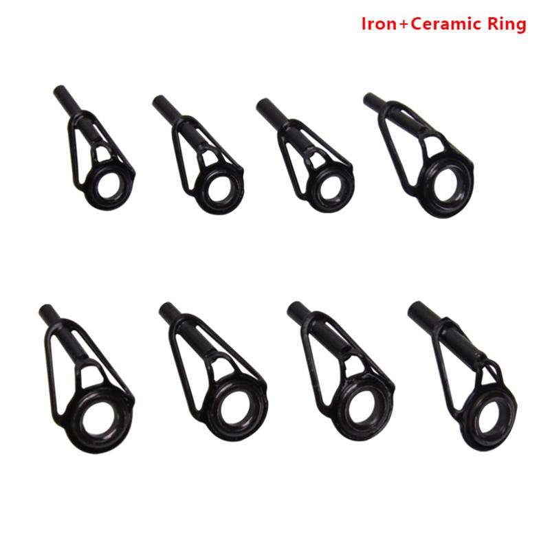 Stainless Steel Fishing Top Rod Guide Porcelain Ring 8pcs DIY Fishing Pole Tip Repair Rod Tip Accessories Fishing Tackle Pesca