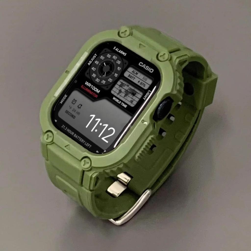 Ремешок для чехла для Apple Watch Ultra 49 мм, 45 мм, 44 мм, 41 мм, 40 мм, силиконовый ремешок для Iwatch Series 8 7 6 Se 5 4, защитный чехол-браслет