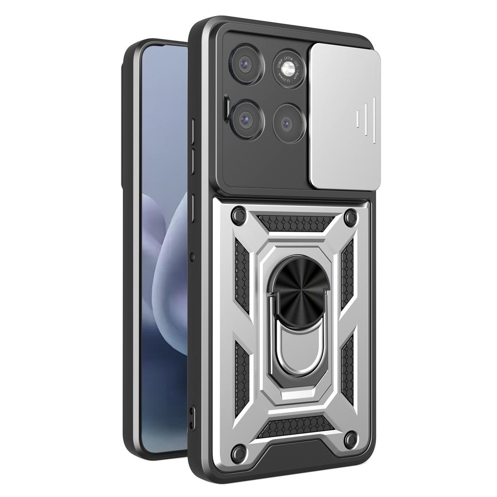 Чехол для Motorola Moto G86 Power 5G с выдвижной крышкой для камеры, PC+TPU, подставка, чехол для телефона