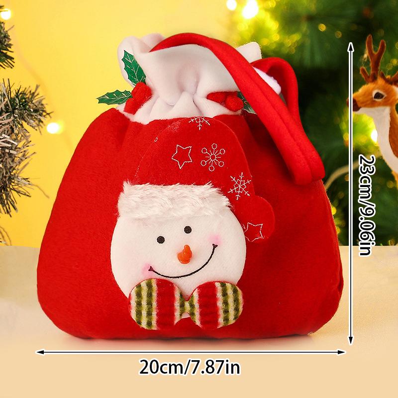 Santa Claus Snowman Elk Bell Gift Bag Christmas Gift Bag Candy Bag Snowflake Crisp Drawstring Bag