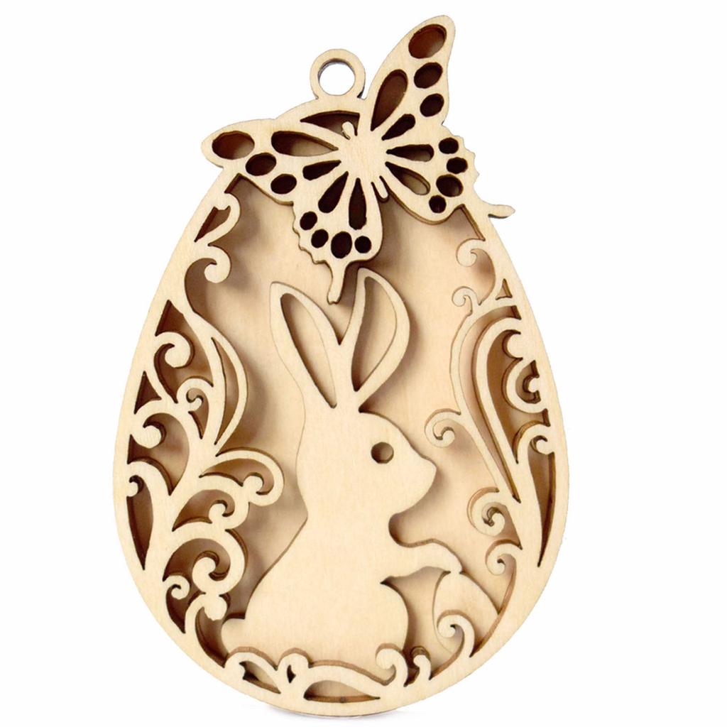 Bunnies Eggs Shape Cutouts Unfinished Wood Slices for Adult Children Painting Hanging Ornament Home Decoration