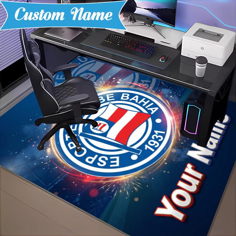Custom Name Esporte Clube Bahia Carpet Non-Slip Area Rug, Durable Polyester, Ideal for Living Room, Bedroom, Entryway, Decorative Gift