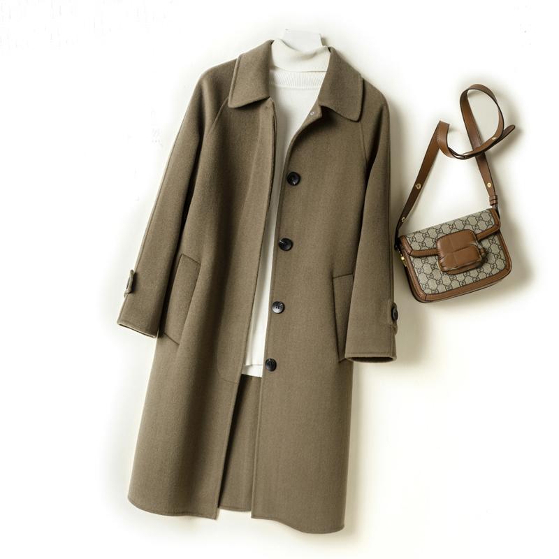 Женское пальто из 100% шерсти, СОВРЕМЕННОЕ НОВОЕ Осеннее шерстяное длинное пальто SAGA, полупальто ручной работы, зимняя теплая шерстяная длинная куртка, пальто