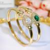 CMM High-Grade European Elegant Emerald Color Water Drop Zircon Opening Adjustable Bracelet Bangle Golden Woman All-Match Jwelry Accessories