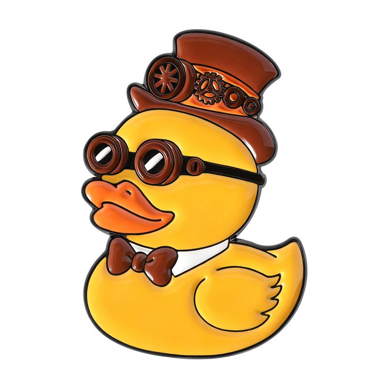 Steampunk Enamel Pins Fun Cute Cat Duck Brooches Lapel Badges Cartoon Cool Animal Jewelry Gift for Kids Friends
