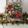 Рождественский венок с красным грузовиком и бантом из ягод ротанга, многоразовый праздник, в помещении, на открытом воздухе, окно, передняя дверь, подвесное искусственное украшение гирлянды