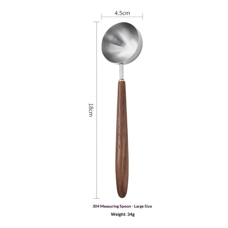 Wood Handle Stainless Steel Coffee Scoop Tablespoon Accurate Measuring Spoon for Coffee Beans Powder Home Cafe Use