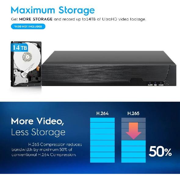 XM 8-мегапиксельный H.265 CCTV NVR, 10 каналов, для IP-камер 2MP, 5MP, 4K, поддержка обнаружения лиц, видеорегистратор DVR, система безопасности XMEYE