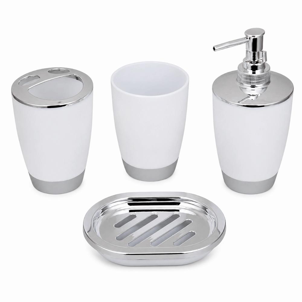 4 Piece Includes Cup Toothbrush Holder Soap Dish Bathroom Accessories Set  Home Storage