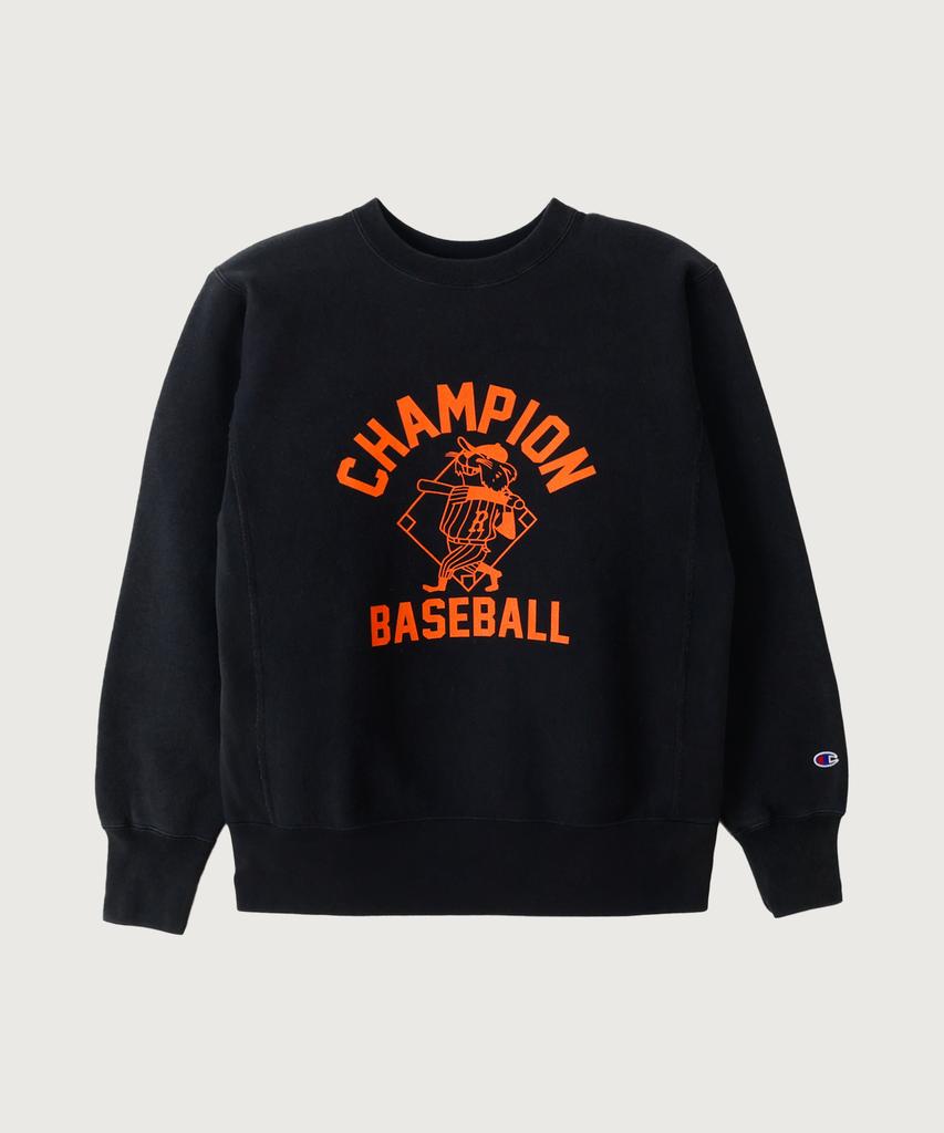 CHAMPION Reverse Weave Baseball Regular Fit Brushed Sweatshirt Off Black