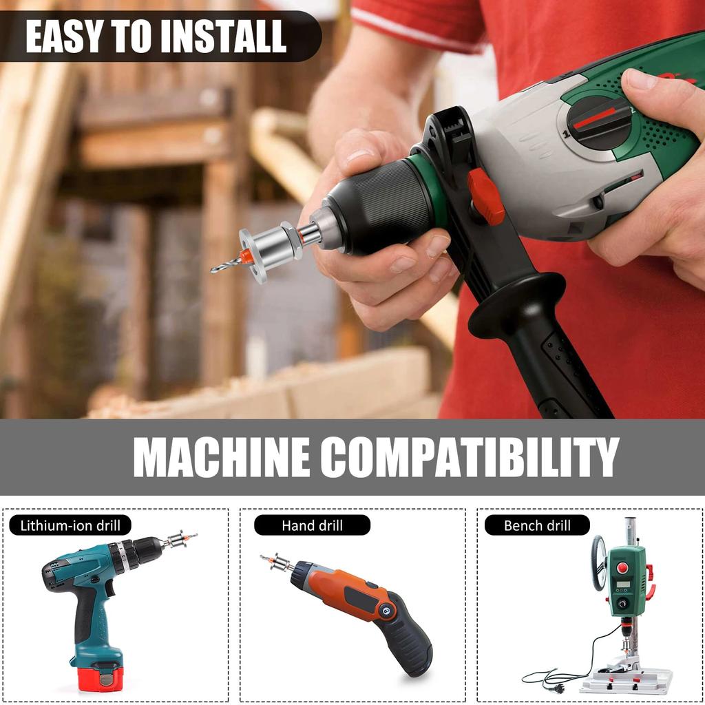 5Pcs Countersink Drill Bit Set Adjustable Counter Hole Drill Bit Metal Woodworking Counter Sinker Tool Kit with 5 Wrench