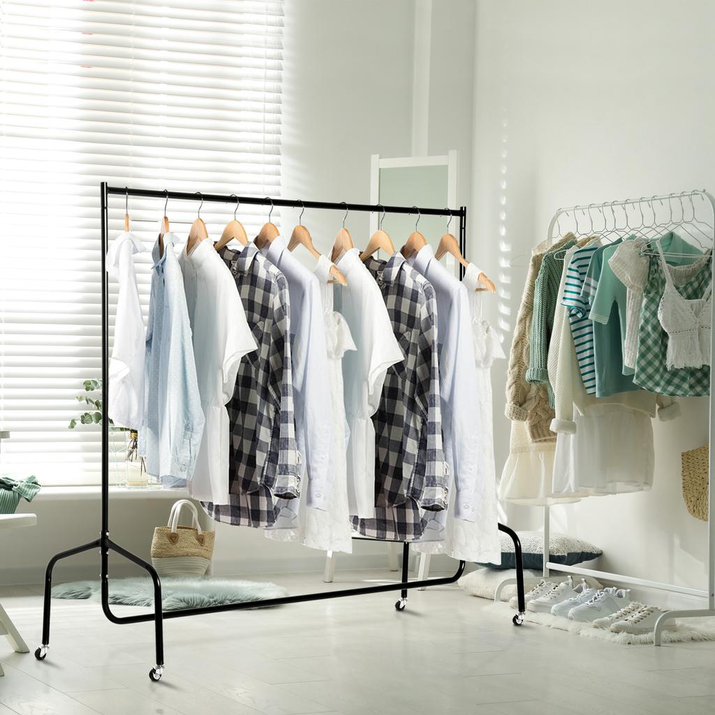 Metal Coat Rack on Wheels, 150x60x170cm, Black