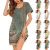 Женские летние платья с коротким рукавом, льняные повседневные футболки, пляжные платья-миди, сарафаны с карманами