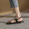 Мода 2024 Лето Женские Сандалии Плоские Босоножки Кожаные Повседневные Туфли С Пряжкой Ремешок Металл Декор Простые Сандалии Пляжные Сандалии Для Отдыха