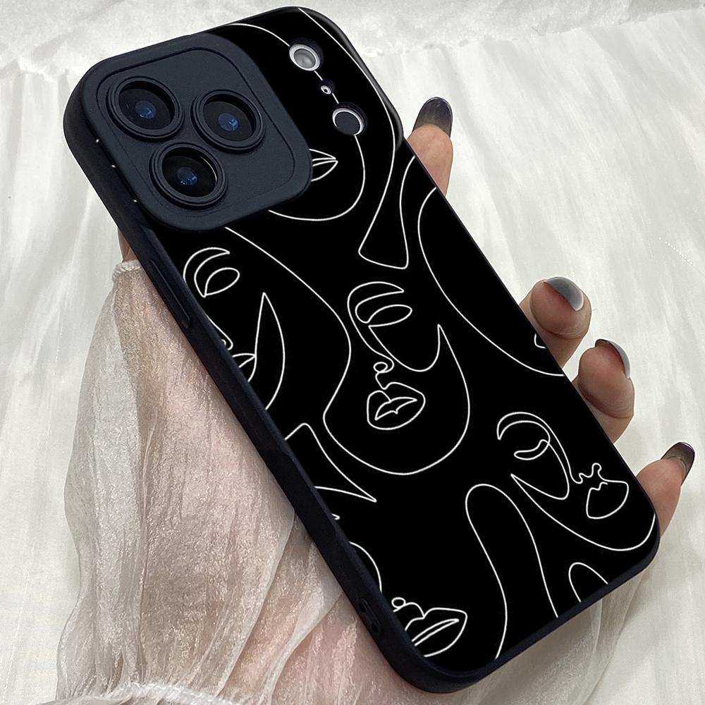 M541 Abstract Line Face art Angel Eyes Soft Phone Case for iPhone Samsung Galaxy Xiaomi Rdemi Huawei Honor Infinix Realme OPPO vivo All Model TPU Case