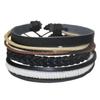[R3461] - Ethnic Leather Bracelet 'Kilimanjaro' Black Brown Beige - Width 3 To 4 Cm