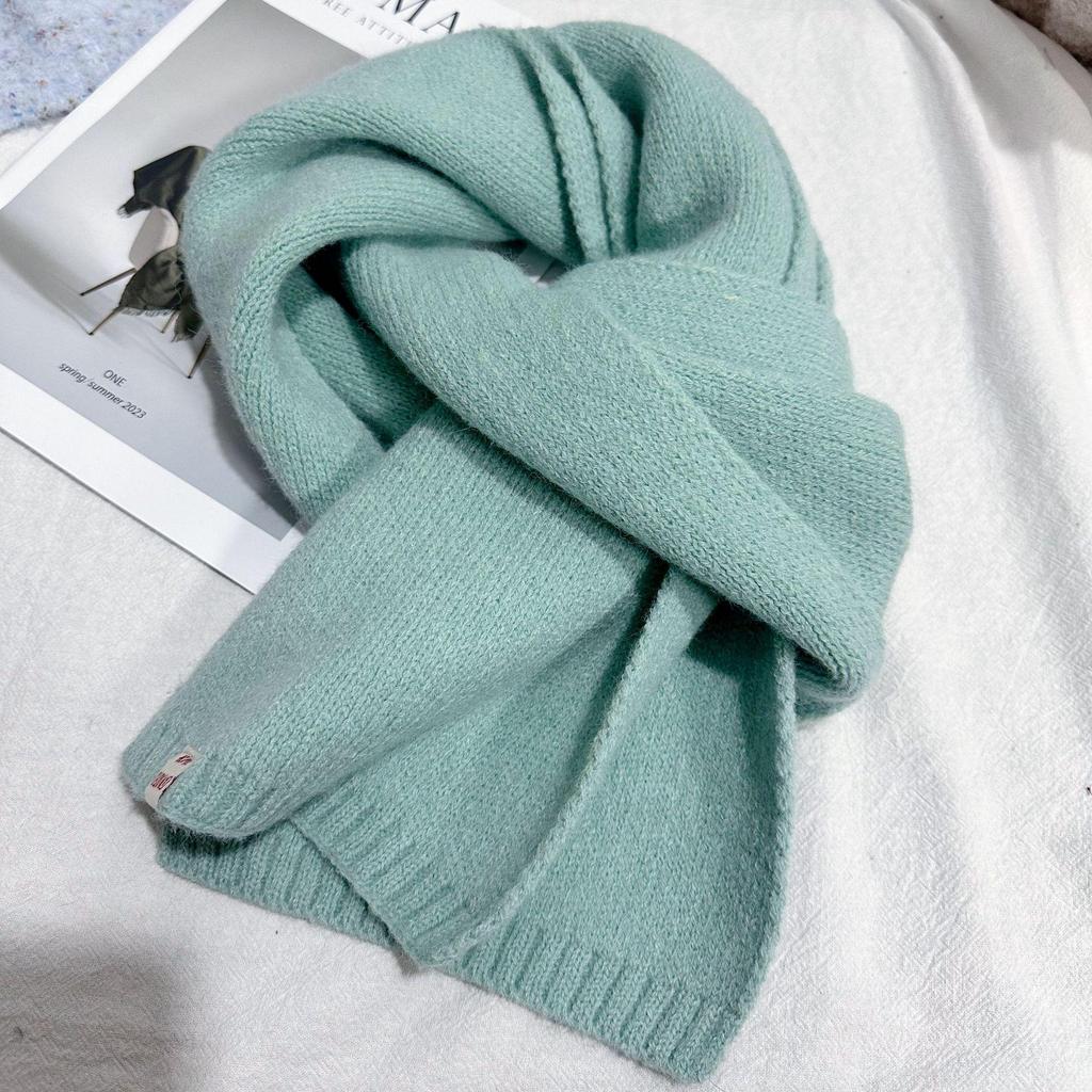 Winter Sunshine Solid Color Knit Scarf - Warm and Versatile for Men and Women, Ideal for Autumn and Winter
