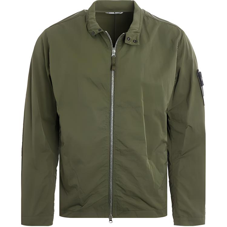 Stone Island Solid Logo Patch Zip Long Sleeve Jacket Men jackets Green 741543833-V0058