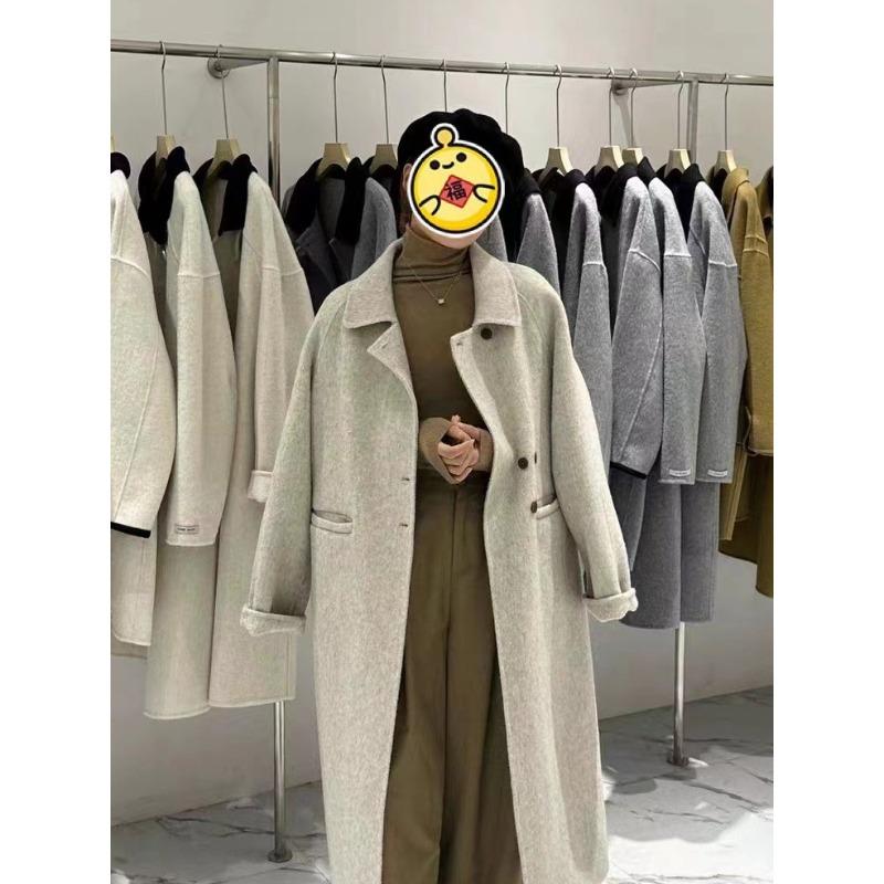 Новая осенне-зимняя двусторонняя шерстяная длинная корейская свободная повседневная шерстяная куртка в корейском стиле