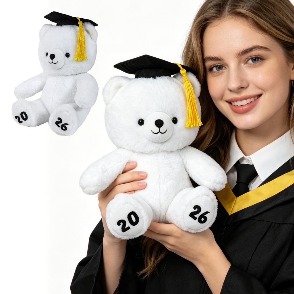 2026 Graduation Plush Toy Soft Stuffed Animal with Graduation Cap and Gown High School College Graduate Gift Keepsake Collectible