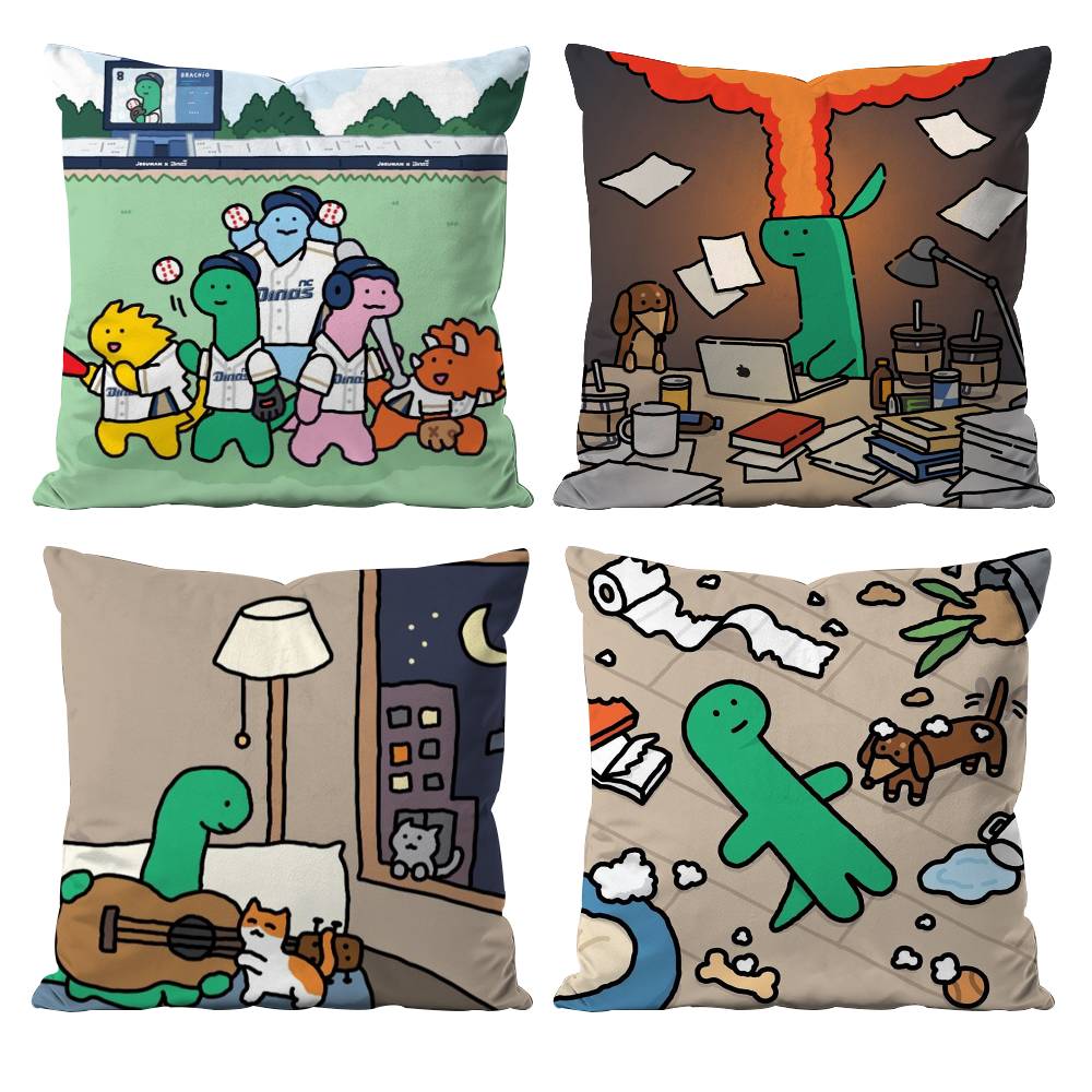 Dinosaur j-JOGUMAN Pillow Case Anti-dustmite Pillowcase Invisible zipper silky short plush Sofa cushion cover