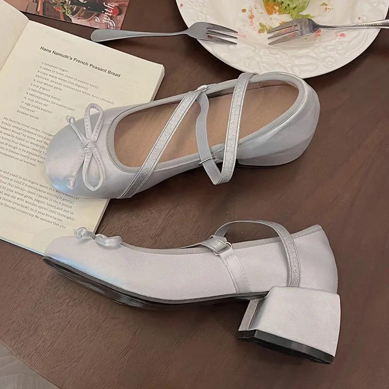 Женские туфли Мэри Джейн с квадратным носком и бантом для балета, сандалии, модное платье со шнуровкой на щиколотке, дизайнерская повседневная обувь Zapatos Mujer