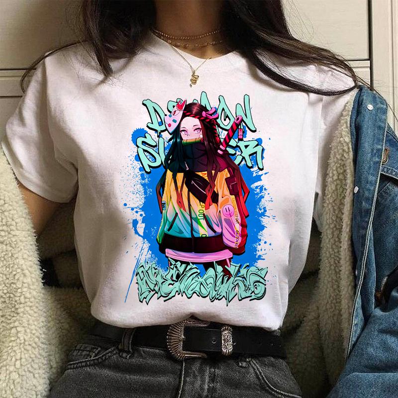 Nezuko Demon Slayer Anime T Shirt Comics Japanese Graphic Printed Cartoon Streetwear Top Oversized Tee Female/Man T-Shirt