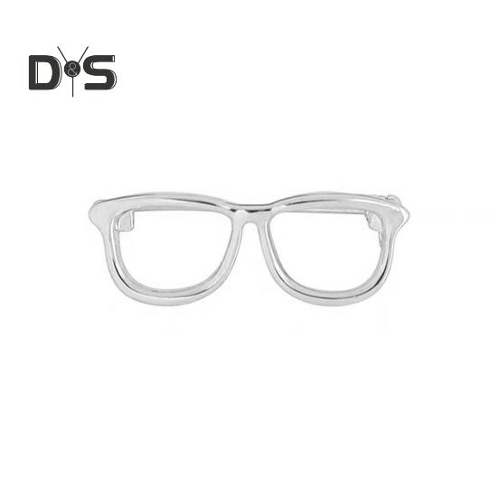 Women Brooch Glasses Shape Decor Stainless Exquisite Anti-slip Wear-resistant Coat Collar Hat Scarf Decoration Clothes Pin Garment Jewelry
