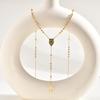 Stainless Steel Rosary Necklace For Wome, Long Chain Virgin Mary Y-shape Gold Plated Catholic Religious Jewelry