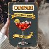 Винтажная металлическая жестяная вывеска CAMPARI Рустикальный настенный декор с изображением бокала Мартини и дольки лимона Идеально для домашнего бара, кафе K