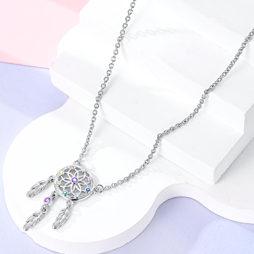 925 Sterling Silver Round Necklace For Women Chain Link Love Heart Pendant Necklaces AAA Zircon Anniversary Fine Jewelry Gift